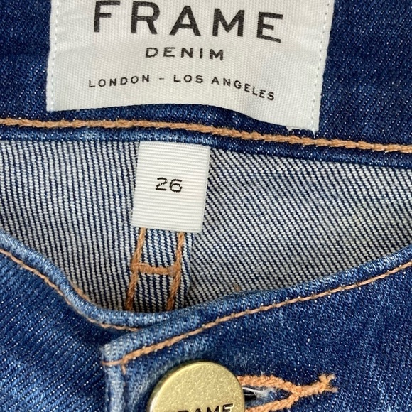 FRAME Le Skinny Shredded Raw Denim in Lambeth Lane Wash.  26 - Picture 11 of 14